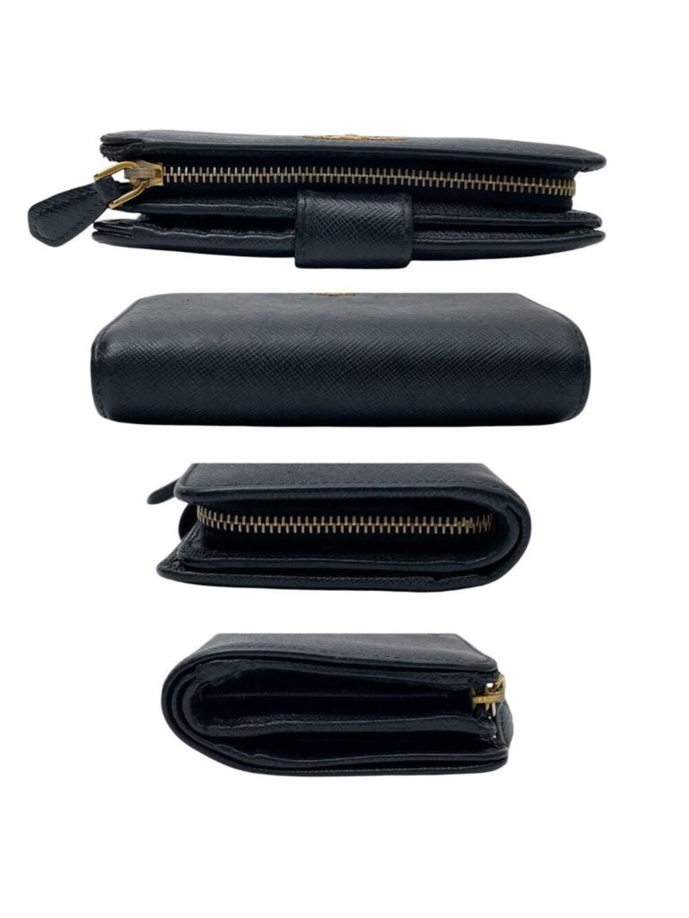 Prada Saffiano Leather Bifold Wallet Black Compact - Picture 3 of 10